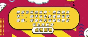 拼多多实战宝典“初级到高手”,新手小白必看拼多多课程,带你全方位解读拼多多各种玩法-云创网