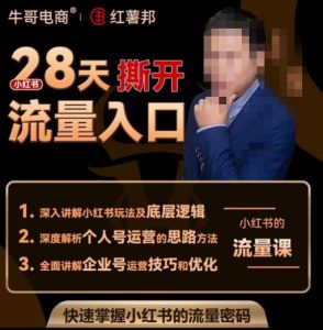 牛哥电商红薯邦28天撕开小红书流量入口,小红书运营系列课,快速掌握小红书的流量密码-云创网
