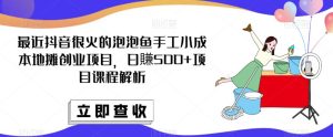 最近抖音很火的泡泡鱼手工小成本地摊创业项目,日賺500+项目课程解析-云创网