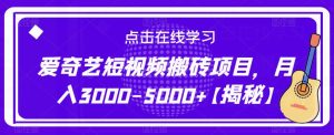 爱奇艺短视频搬砖项目,月入3000-5000+【揭秘】-云创网