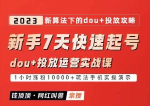 网红叫兽-新手7天快速起号:dou+起号运营实战课程,2023新算法下的抖加投放策略-云创网