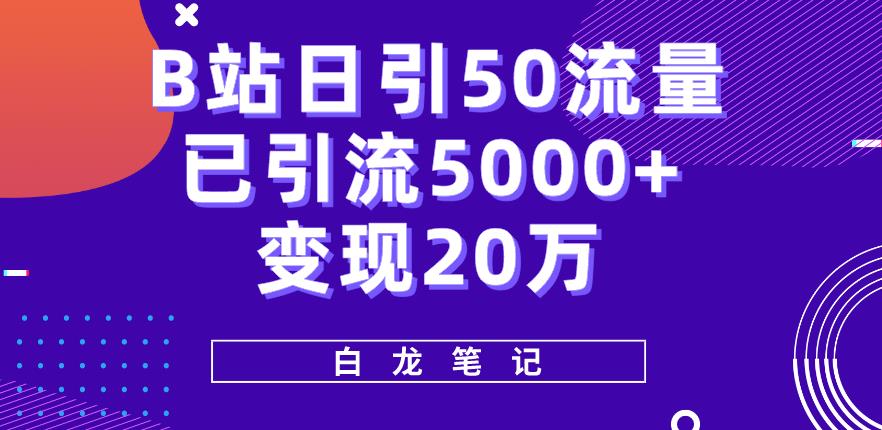 B站日引50+流量，实战已引流5000+变现20万，超级实操课程-云创网