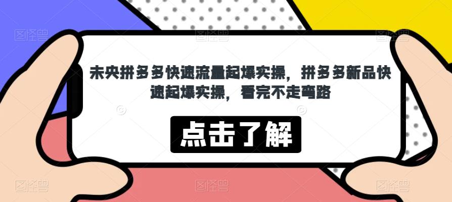 未央拼多多快速流量起爆实操，拼多多新品快速起爆实操，看完不走弯路-云创网