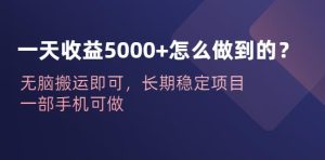 一天收益5000+怎么做到的?无脑搬运即可,长期稳定项目,一部手机可做【揭秘】-云创网