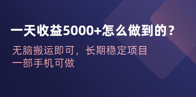 一天收益5000+怎么做到的？无脑搬运即可，长期稳定项目，一部手机可做【揭秘】-云创网