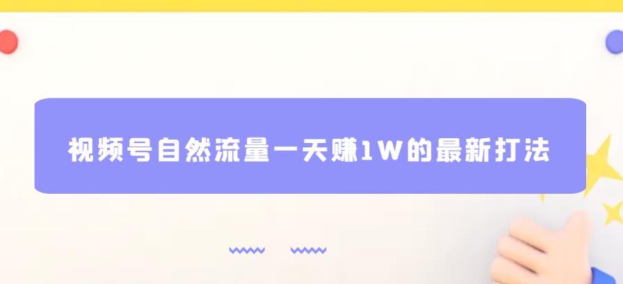 视频号自然流量一天赚1W的最新打法，基本0投资【揭秘】-云创网