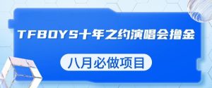 最新蓝海项目,靠最近非常火的TFBOYS十年之约演唱会流量掘金,八月必做的项目【揭秘】-云创网
