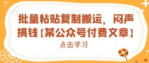 批量粘贴复制搬运,闷声搞钱【某公众号付费文章】-云创网