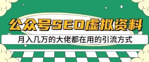 公众号SEO虚拟资料，操作简单，日入500+，可批量操作【揭秘】-云创网