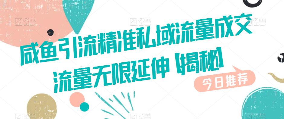 咸鱼引流精准私域流量成交流量无限延伸【揭秘】-云创网