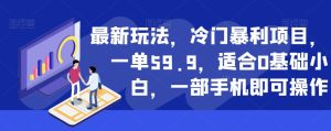 最新玩法,冷门暴利项目,一单59.9,适合0基础小白,一部手机即可操作【揭秘】-云创网