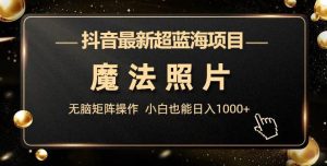 抖音最新超蓝海项目，魔法照片，无脑矩阵操作，小白也能日入1000+【揭秘】-云创网