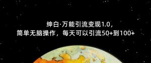【推荐】绅白·万能引流变现1.0,简单无脑操作,每天可以引流50+到100+-云创网