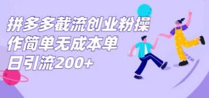 拼多多截流创业粉,操作简单无成本单日引流300-云创网