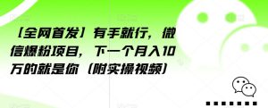 【全网首发】有手就行,微信爆粉项目,下一个月入10万的就是你(附实操视频)【揭秘】-云创网