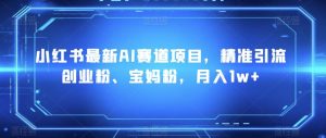 小红书最新AI赛道项目，精准引流创业粉、宝妈粉，月入1w+-云创网