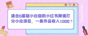 适合0基础小白做的小红书颜值打分小众项目,一条作品收入1000+【揭秘】-云创网