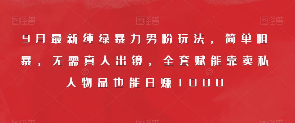 9月最新纯绿暴力男粉玩法，简单粗暴，无需真人出镜，全套赋能靠卖私人物品也能日赚1000-云创网