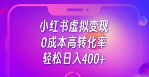每天300-500,靠小红书虚拟资料变现,蓝海项目高转化率-云创网