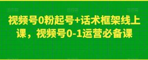 视频号0粉起号+话术框架线上课，视频号0-1运营必备课-云创网