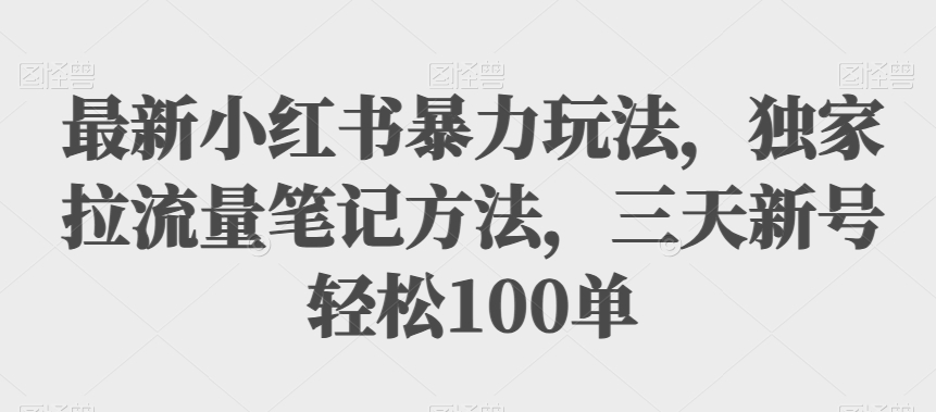 最新小红书暴力玩法，独家拉流量笔记方法，三天新号轻松100单【揭秘】-云创网