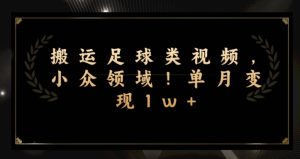 搬运足球类视频,小众领域!单月变现1w+-云创网