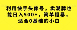 利用快手头像号,卖潮牌也能日入500+,简单粗暴,适合0基础的小白【揭秘】-云创网