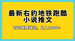 最新右豹地铁跑酷小说推文变现,日入2000+-云创网