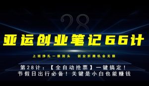亚运创业笔记66计第28计：【全自动抢票】一键搞定！节假日出行必备！-云创网
