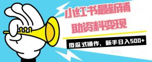 小红书最新辅助资料变现,傻瓜式操作,新手日入500+-云创网