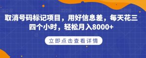 取消号码标记项目,用好信息差,每天花三四个小时,轻松月入8000+【揭秘】-云创网