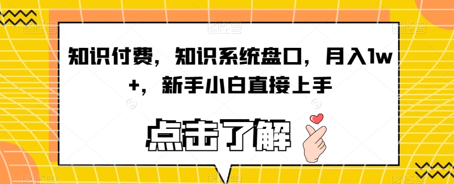 知识付费，知识系统盘口，月入1w+，新手小白直接上手-云创网