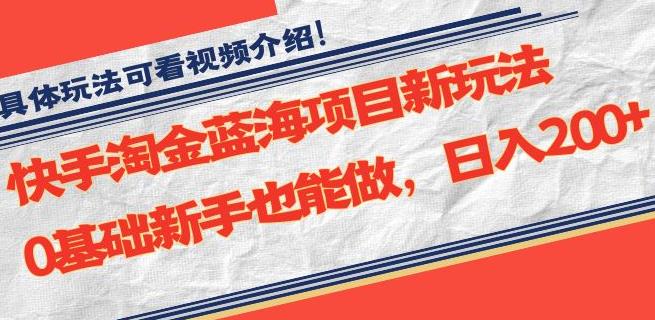 快手淘金蓝海项目新玩法，0基础新手也能做，日入200+-云创网