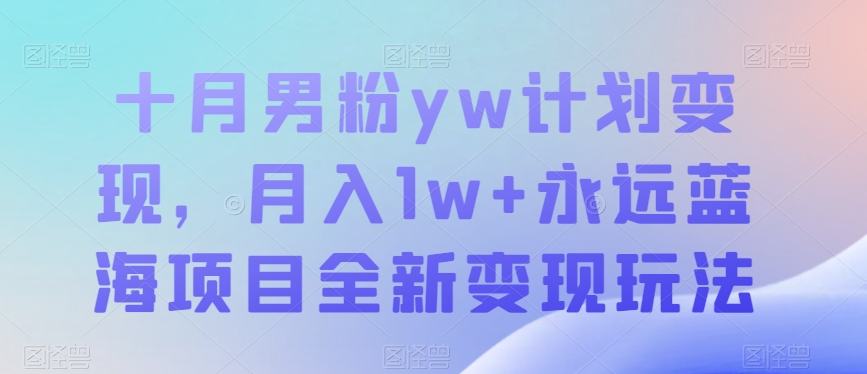 十月男粉yw计划变现，月入1w+永远蓝海项目全新变现玩法【揭秘】-云创网