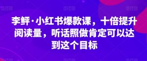 李鲆·小红书爆款课，十倍提升阅读量，听话照做肯定可以达到这个目标-云创网