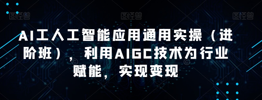 AI工人工智能应用通用实操（进阶班），利用AIGC技术为行业赋能，实现变现-云创网