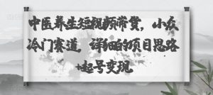 中医养生短视频带货,小众冷门赛道,详细的项目思路+起号变现-云创网