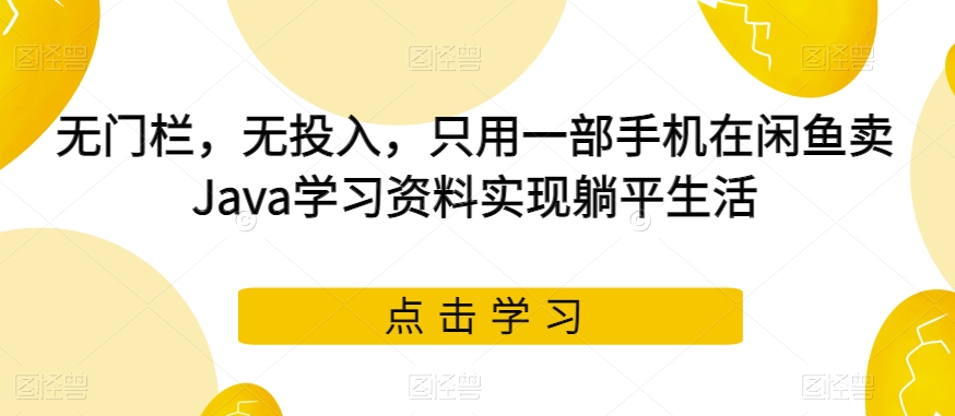 无门栏，无投入，只用一部手机在闲鱼卖Java学习资料实现躺平生活【揭秘】-云创网