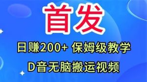 首发，抖音无脑搬运视频，日赚200+保姆级教学【揭秘】-云创网