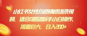 小红书女性伤感情感语录视频,适合0基础新手小白操作,流量巨大,日入200+-云创网
