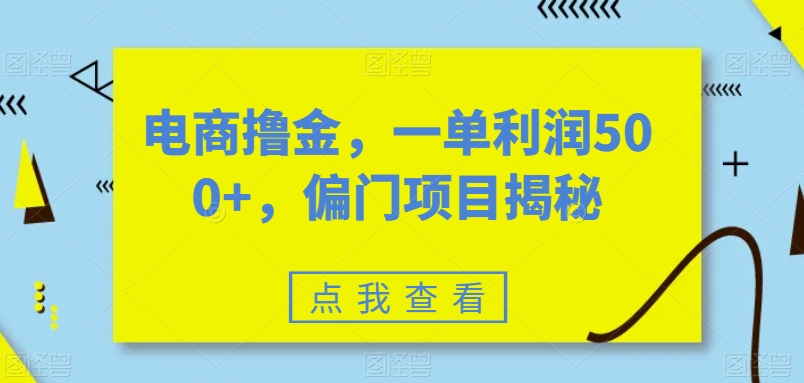 电商撸金，一单利润500+，偏门项目揭秘-云创网
