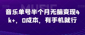 音乐单号半个月无脑变现4k+,0成本,有手机就行-云创网