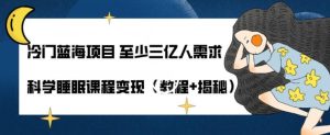 冷门蓝海项目至少三亿人需求科学睡眠课程变现(教程+揭秘)-云创网