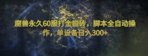 魔兽永久60服打金搬砖，脚本全自动操作，单设备日入300+【揭秘】-云创网