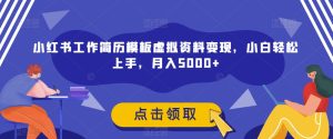 小红书工作简历模板虚拟资料变现,小白轻松上手,月入5000+-云创网