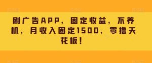 刷广告APP,固定收益,不养机,月收入固定1500,零撸天花板!-云创网