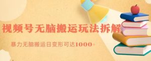 无脑搬运视频号分成玩法,单号日收益1000+-云创网