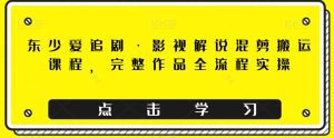 东少爱追剧·影视解说混剪搬运课程,完整作品全流程实操-云创网