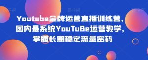 Youtube金牌运营直播训练营,国内最系统YouTuBe运营教学,掌握长期稳定流量密码-云创网