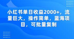 小红书单日收益2000+,流量巨大,操作简单,蓝海项目,可批量操作-云创网